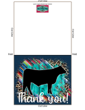Tarjeta de agradecimiento de ganado Show Steer - Plantilla de sobre de 5" x 7" - Guepardo sarape de madera verde azulado - Tarjetas digitales de vaca
