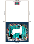 Tarjeta de agradecimiento de espectáculo de ganado - Mostrar ovejas de cordero - Plantilla de sobre de 5 x 7" - Guepardo sarape de madera verde azulado - Tarjetas digitales de cordero