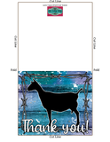 Descarga digital - Livestock Show Nubian Dairy Goat - Tarjeta de agradecimiento de 5"x7" - Fondo de alambre de púas de madera púrpura azul - Tarjetas digitales de cabra