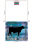 Digital Download - Livestock Show Steer - 5"x7" Thank You Card - Blue Purple Wood Barbed Wire Background - Cow Digital Cards
