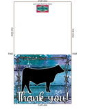 Digital Download - Livestock Show Steer - 5"x7" Thank You Card - Blue Purple Wood Barbed Wire Background - Cow Digital Cards