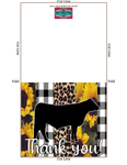 Girasol negro blanco guepardo ganado show Steer gracias tarjeta imprimible - plantilla de sobre de 5 x 7" - tarjetas digitales de vaca