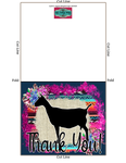 Livestock Show Nubian Dairy Goat Thank You Printable Card - 5 x 7" Envelope Template - Dark Teal Serape Succulents - Goat Digital Cards