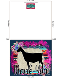 Tarjeta imprimible de agradecimiento de cabra lechera nubia de Livestock Show - Plantilla de sobre de 5 x 7" - Suculentas de sarape de color verde azulado oscuro - Tarjetas digitales de cabra
