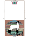 Livestock Show Lamb Thank You Printable Card - 5 x 7" Envelope Template - Brown Wood - Lamb Digital Cards