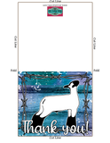 Digital Download - Livestock Show Lamb Sheep - 5"x7" Thank You Card - Blue Purple Wood Barb Wire Background - Lamb Digital Cards