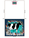 Livestock Show Holstein Dairy Cow Thank You Card - 5" x 7" Envelope Template - Teal Wood Serape Cheetah - Cow Digital Cards