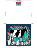 Livestock Show Holstein Dairy Cow Thank You Card - 5" x 7" Envelope Template - Teal Wood Serape Cheetah - Cow Digital Cards