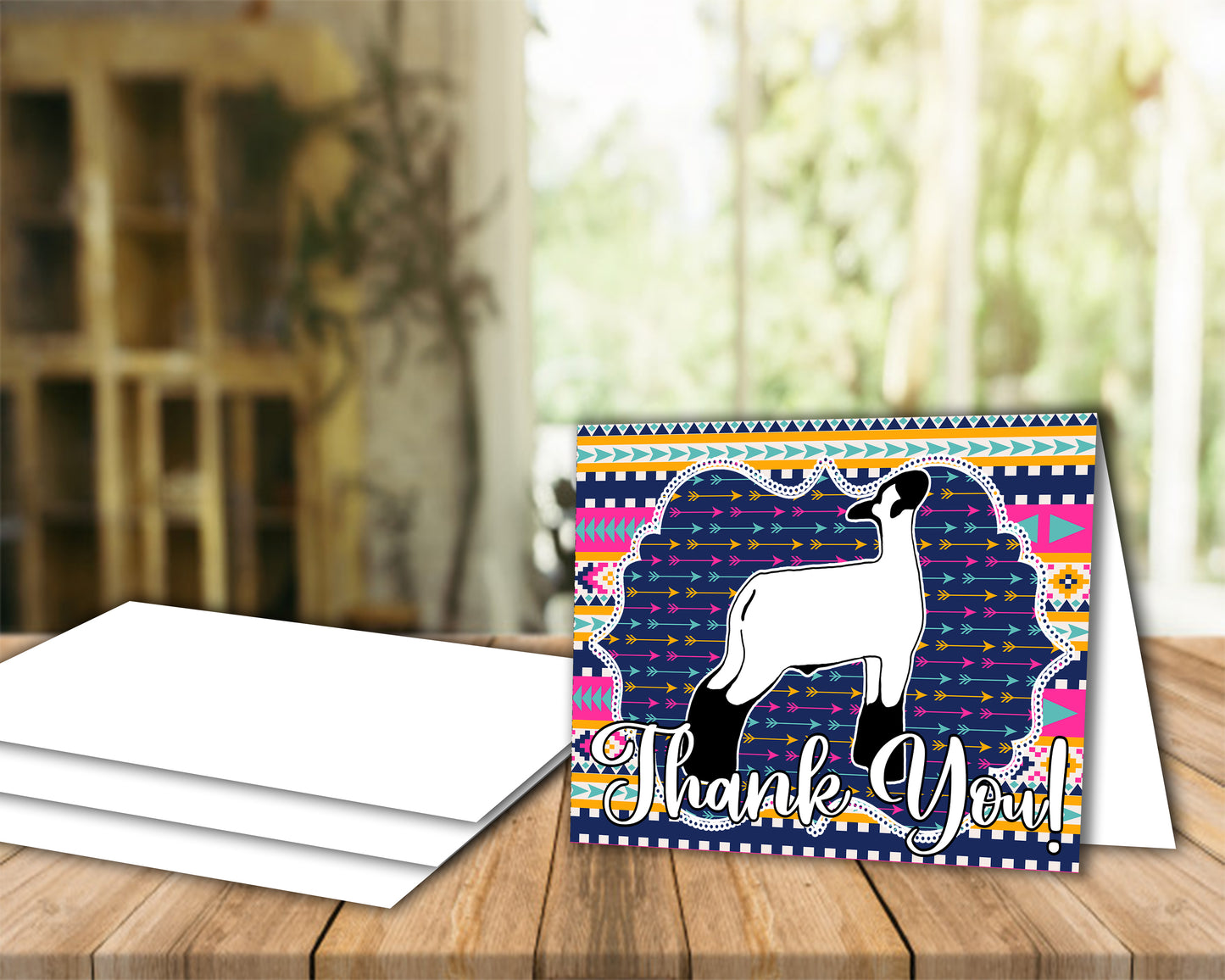 Livestock Show Lamb 4" x  6" Thank You Card - Envelope Template Included -Lamb Card