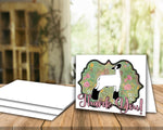 Tarjeta imprimible de agradecimiento de cordero de espectáculo de ganado - Plantilla de sobre de 5 x 7" - Floral de oro rosa - Tarjetas digitales de cordero