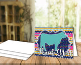 Livestock Show Steer 4" x 6" Folded Thank You Card - Cow Digital Card - Boho Arrow - Envelope Templage Included