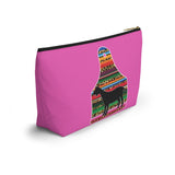 Bolsa de accesorios de cabra lechera nubia con fondo en T - Grande - Diseño de etiqueta de animal de cabra de guepardo serape
