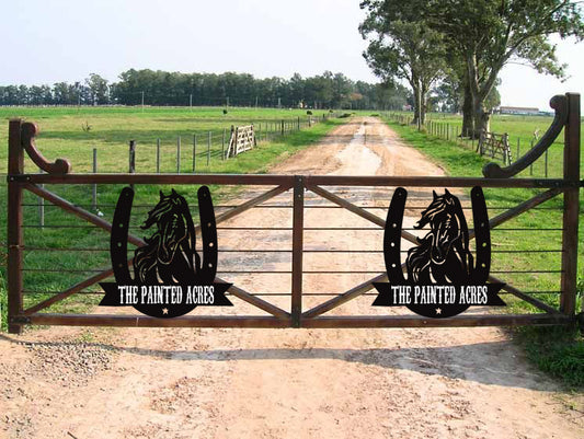 Horse Metal Art Customized Ranch Name - Horse Ranch - Farm Life - Plasma-cut Steel Art