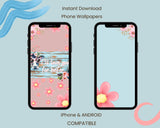 I'll Love You For Heifer iPhone and Android Wallpaper Accessories - Pink Flowers Teal Background