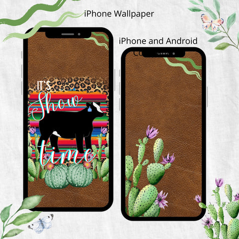 Es hora del espectáculo Livestock Show Hiefer Fondo de pantalla para teléfonos iPhone y Android - Diseño de cuero Serape Cheetah