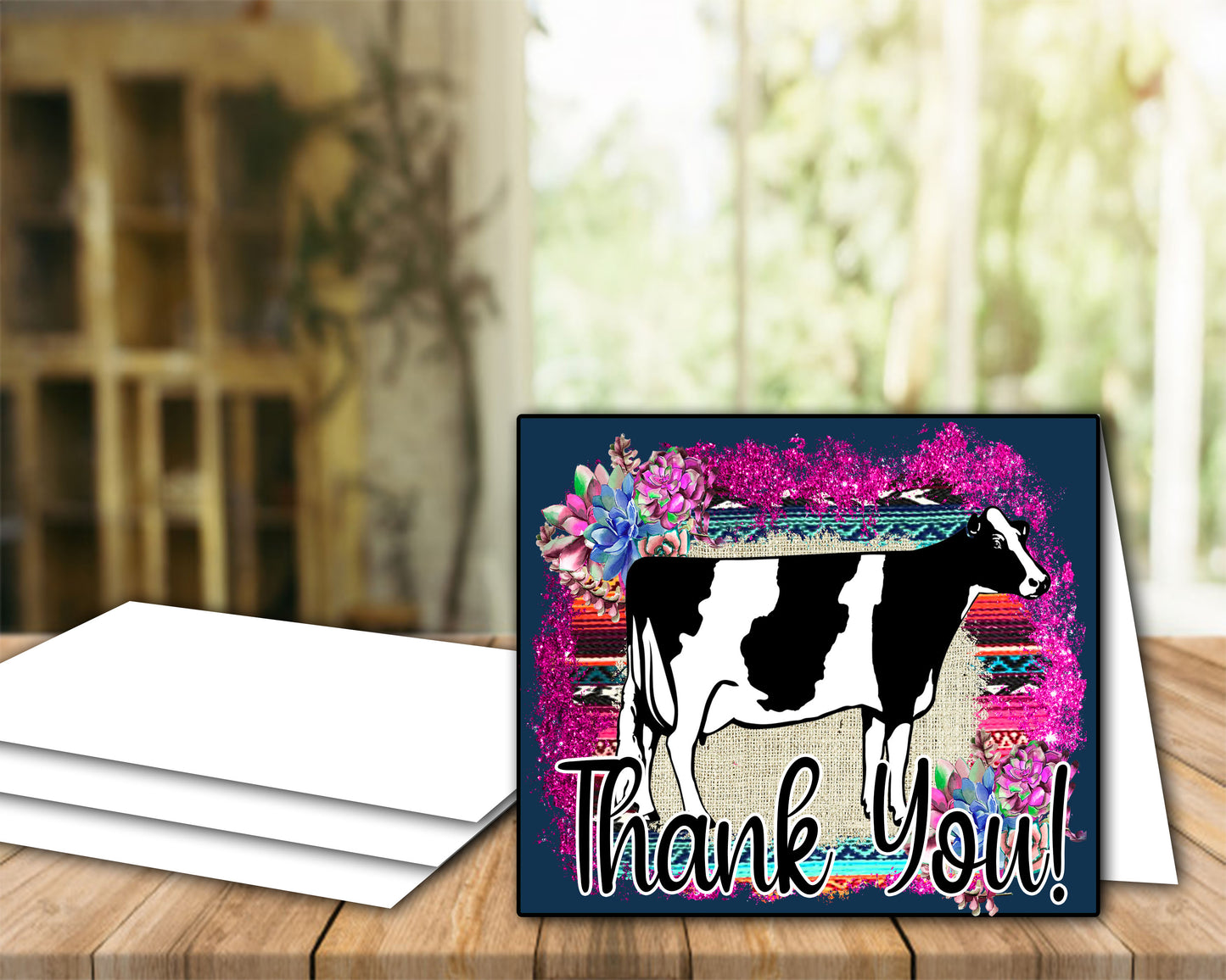 Livestock Show Holstein Dairy Cow Thank You Printable Card - 5 x 7" Envelope Template - Cow Card