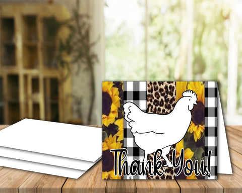 Livestock Show Poultry Thank You Card - Stock Show Chicken -  Sunflowers Cheetah - Poultry Digital Cards