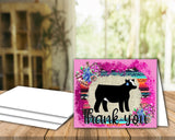 Livestock Show Thank You Card - Show Heifer- 5 x 7" Envelope Template - Cow Digital Cards