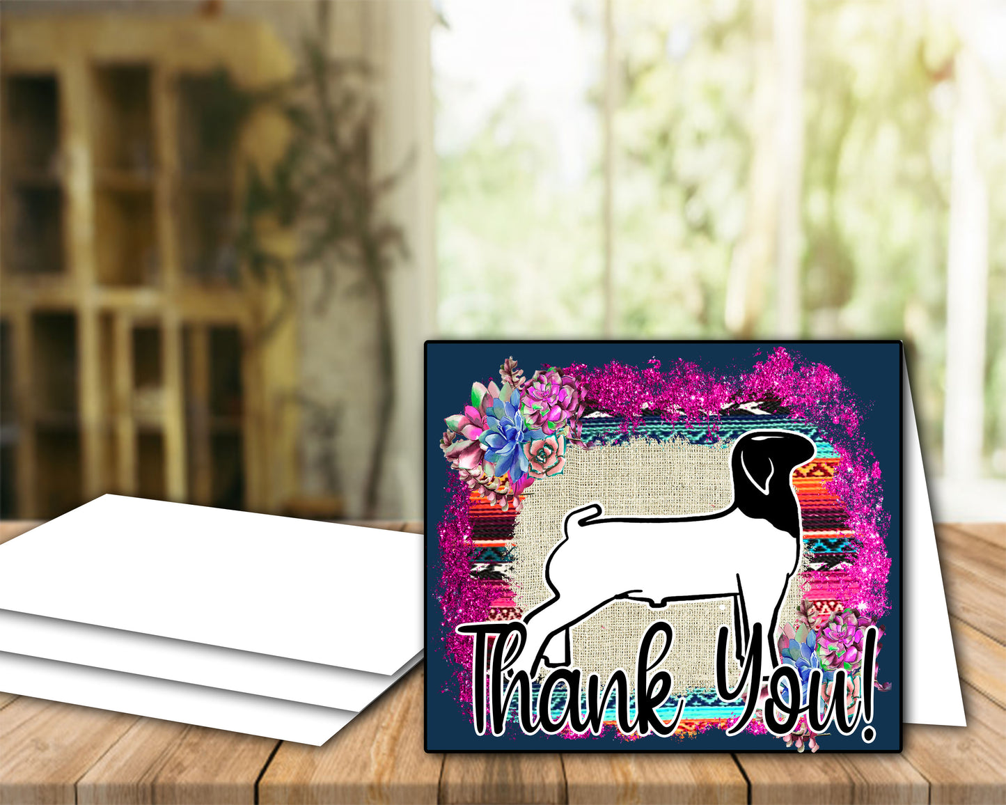 Livestock Show Market Meat Goat Thank You Printable Card - 5 x 7" Envelope Template - Goat Card