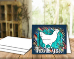 Livestock Show Thank You Card - Show Poultry - 5 x 7" Envelope Template - Teal Wood Serape Cheetah - Poultry Digital Cards
