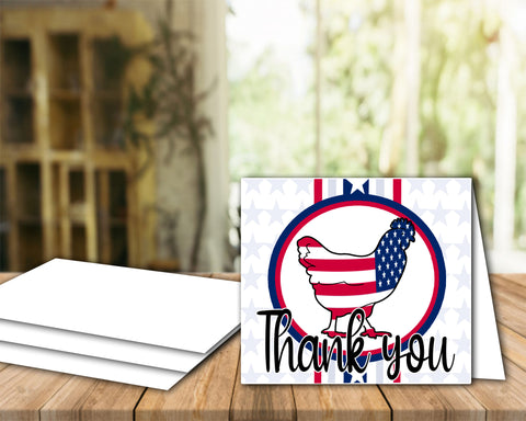 Patriotic USA Flag Livestock Show Poultry Thank You Printable Card - 5 x 7" Envelope Template - Poultry Digital Cards