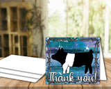 Digital Download - Livestock Show Swine - 5"x7" Thank You Card - Blue Purple Wood Barbed Wire Background - Pig Digital Cards