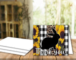 Sunflower Black White Cheetah Livestock Show Rabbit Thank You Printable Card - 5" x 7" Envelope Template - Rabbit Digital Cards