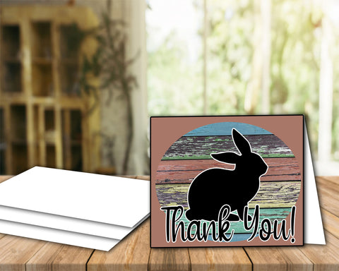 Livestock Show Rabbit 4H- Thank You Printable Card - 5 x 7" Envelope Template - Brown Wood Background - Rabbit Digital Cards