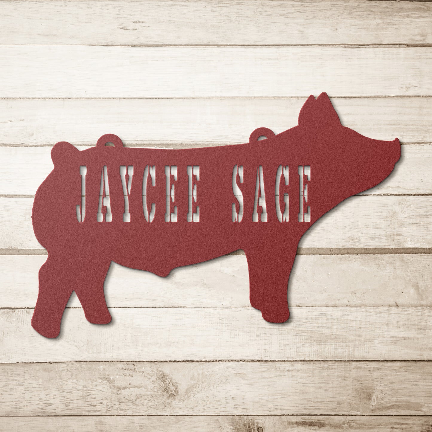 Customized Name Punched Out Livestock Show Pig Metal Art, Show Swine Wall Art, 18-gauge steel