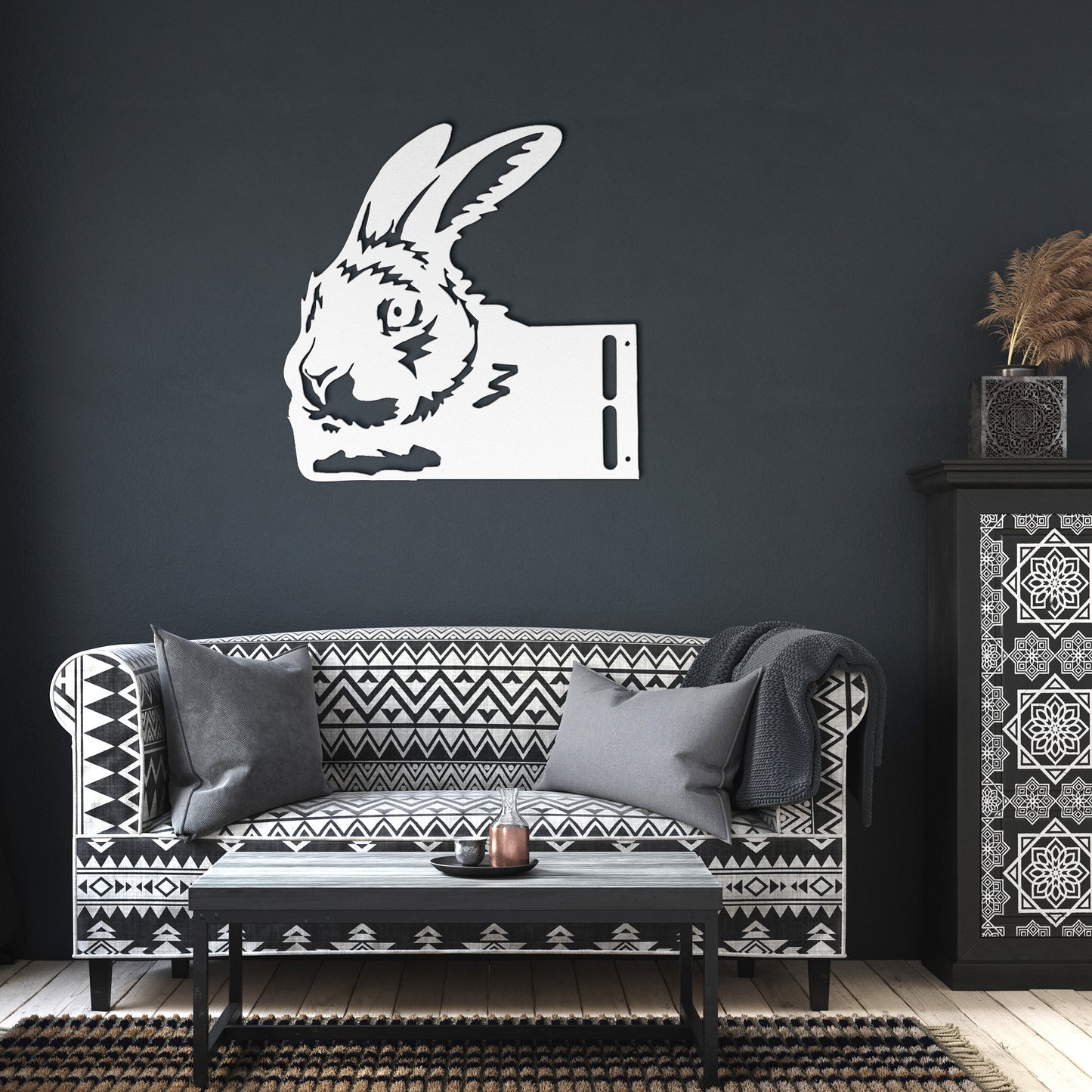 Peeking Show Rabbit Wall Art - Livestock Show Hare - Arte de metal de acero calibre 18 cortado con plasma