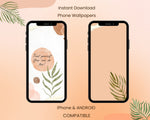 Instant Download iPhone and Android Wallpaper Accessories - Calming Peach and Green Design