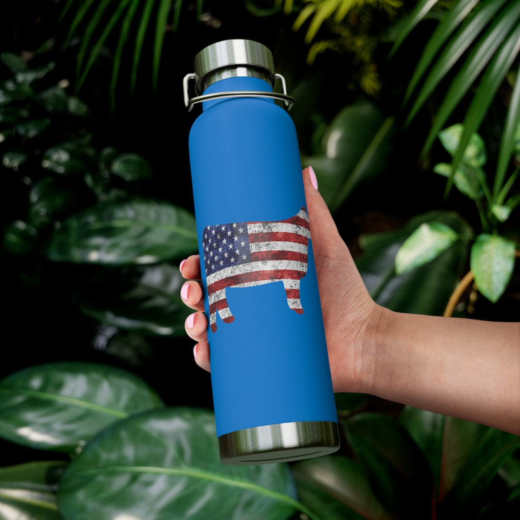 Patriotic Grunge USA Flag Show Heifer 22oz Vacuum Insulated Bottle - Drinkware - Powder Coated