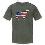 USA Grunge Flag Livestock Show Jersey Cow Unisex Jersey Adult Short-sleeve T-shirts by Bella + Canvas - asphalt