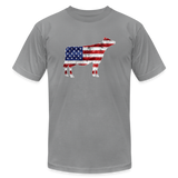 USA Grunge Flag Livestock Show Jersey Cow Unisex Jersey Adult Short-sleeve T-shirts by Bella + Canvas - slate