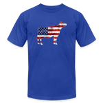USA Grunge Flag Livestock Show Jersey Cow Unisex Jersey Adult Short-sleeve T-shirts by Bella + Canvas - royal blue