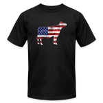 USA Grunge Flag Livestock Show Jersey Cow Unisex Jersey Adult Short-sleeve T-shirts by Bella + Canvas - black