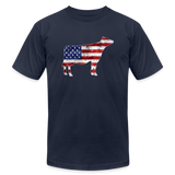 USA Grunge Flag Livestock Show Jersey Cow Unisex Jersey Adult Short-sleeve T-shirts by Bella + Canvas - navy