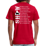 Front/Back Design Adult, Youth T-shirt - Grunge Ear Tag - Livestock Show Brahma Bull - Sizes S-3XL - Showmanship - red