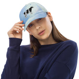 Black White Holstein Cow Tie Dye Hat - Dairy Cow - USA Flag Design on Back - Embroidered